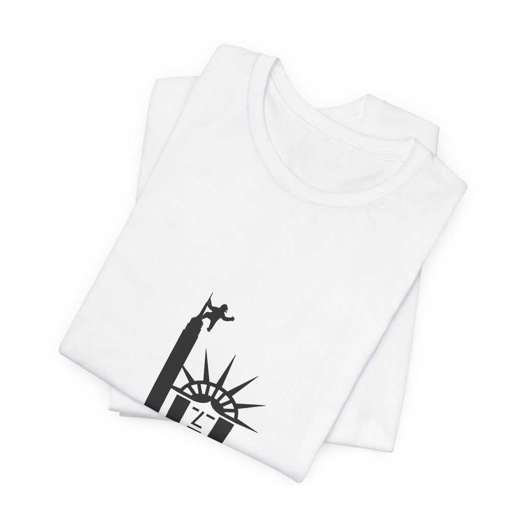 New York Statue of Liberty & Giant Ape on Empire State’s Top - mono color (Black)