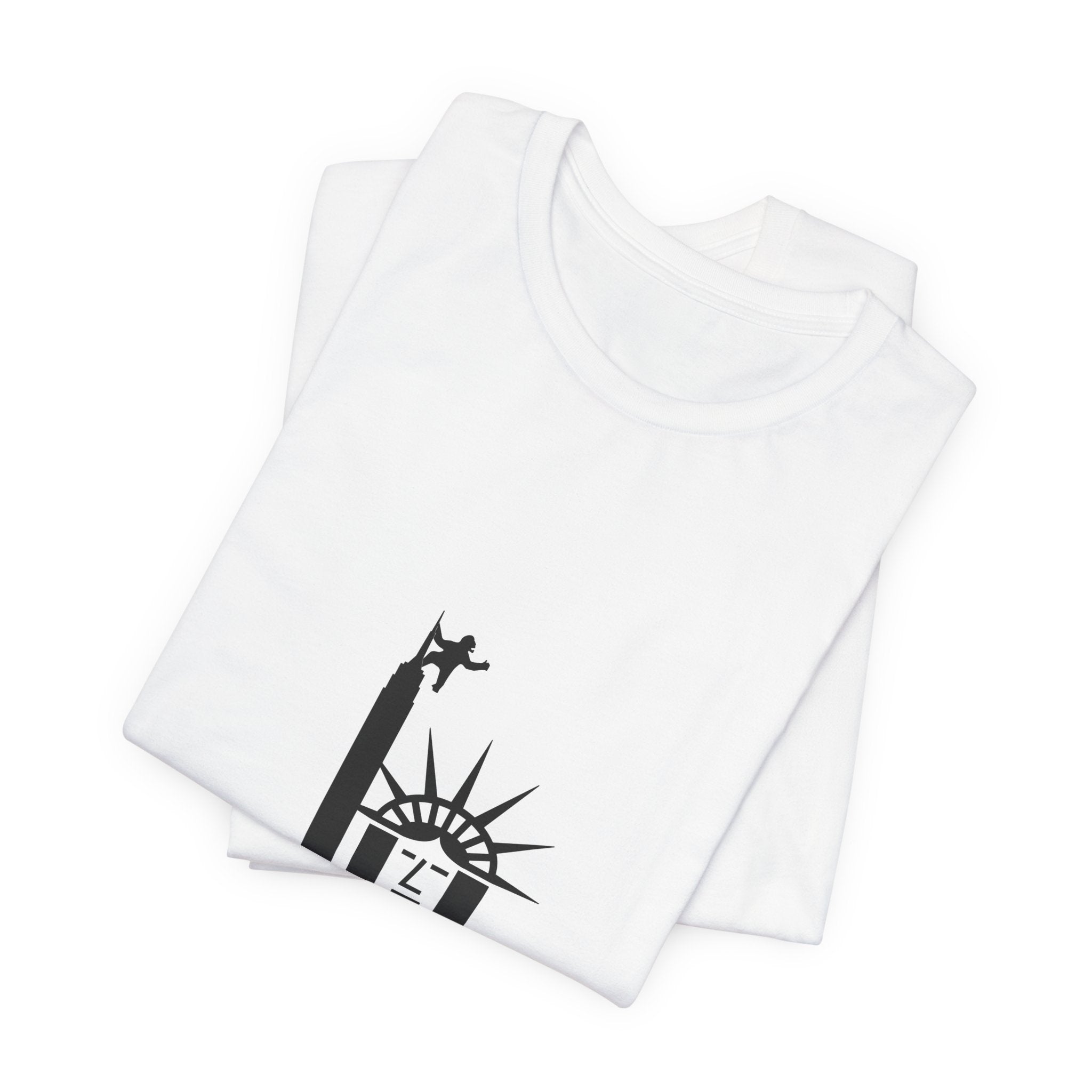 New York Statue of Liberty & Giant Ape on Empire State’s Top - mono color (Black)