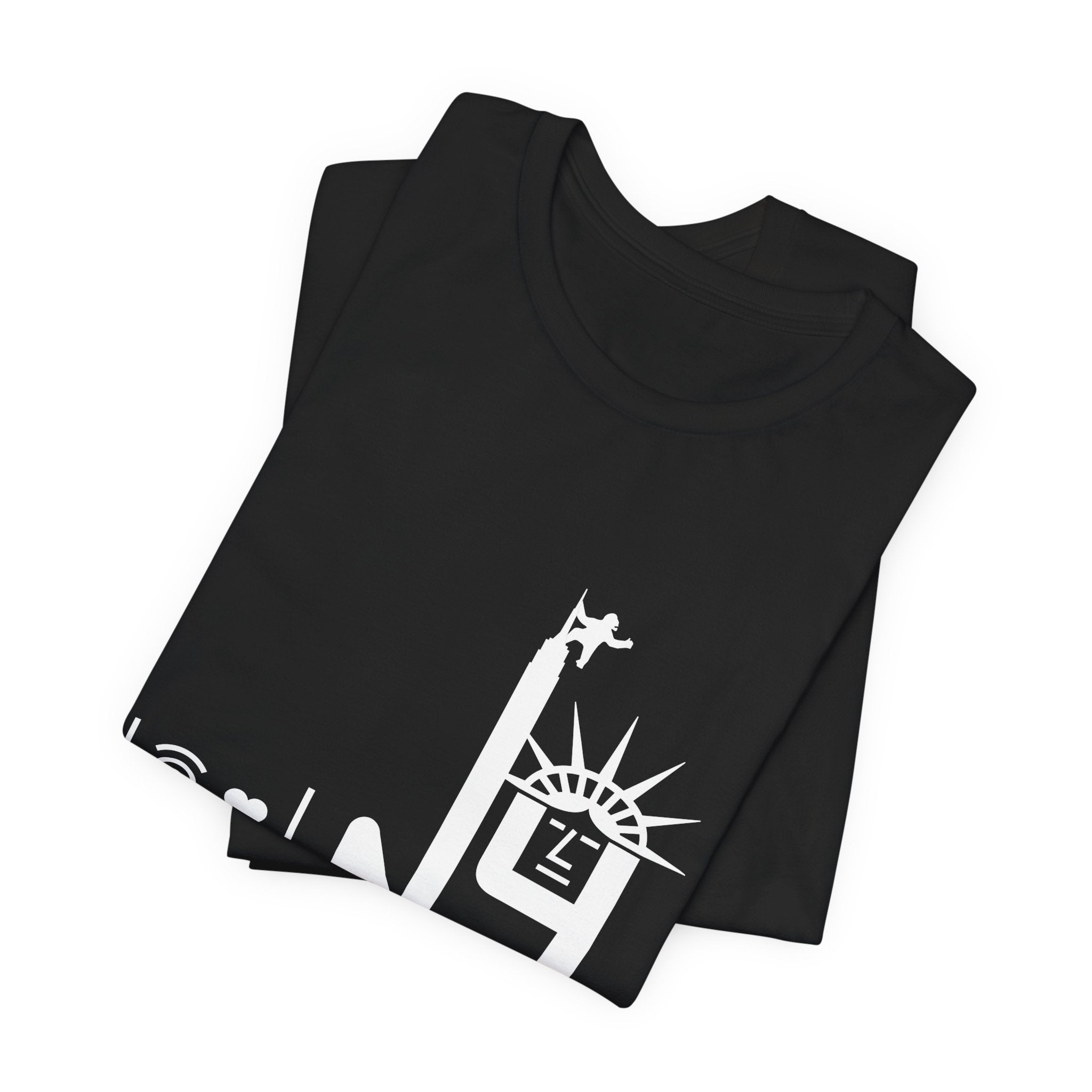 I Love U New York Statue of Liberty & Giant Ape on Empire State’s Top - mono color (White)