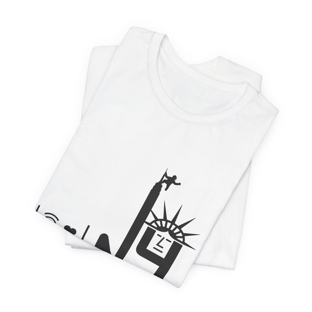 I Love U New York Statue of Liberty & Giant Ape on Empire State’s Top - mono color (Black)