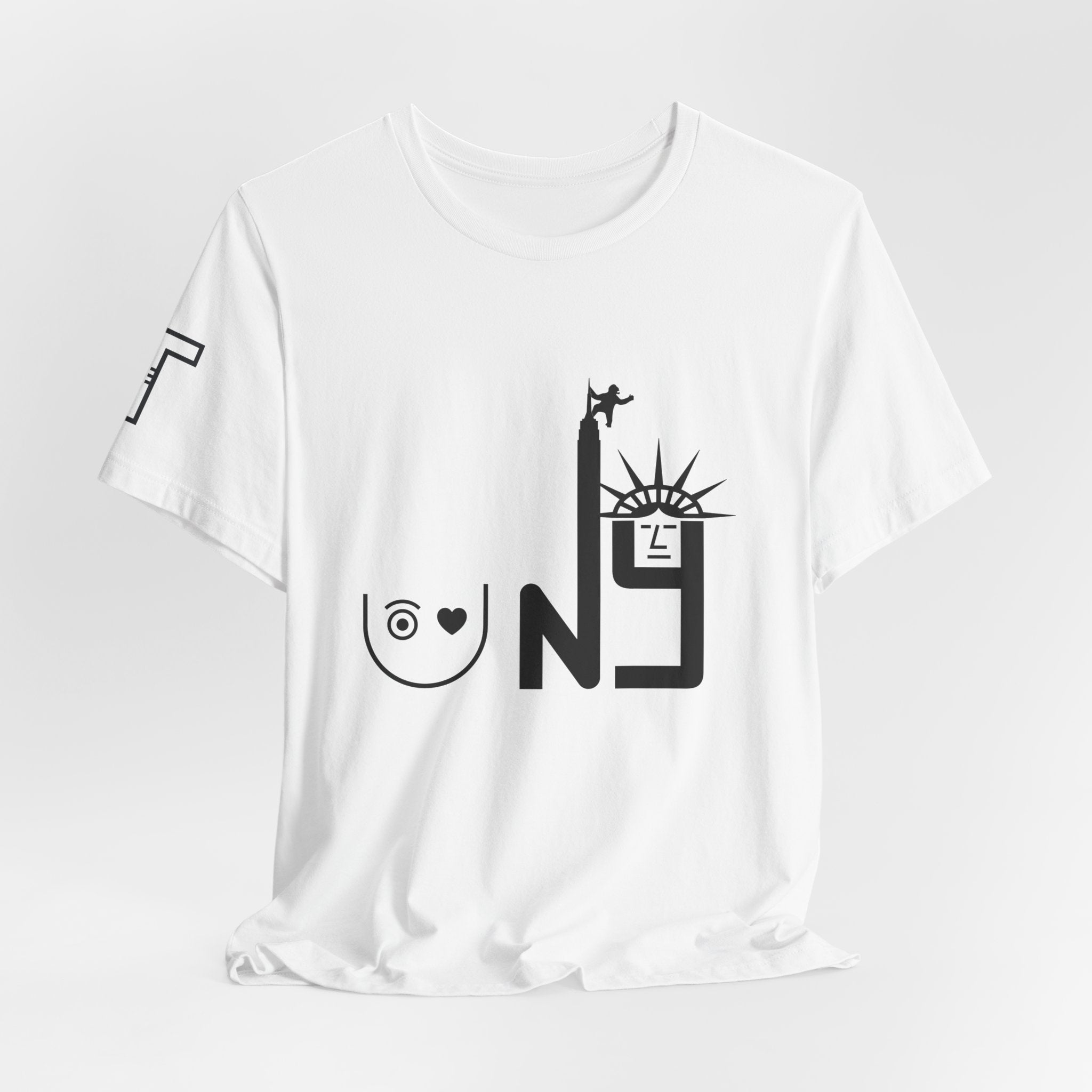 I Love U New York Statue of Liberty & Giant Ape on Empire State’s Top - mono color (Black)