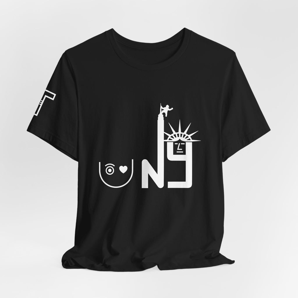 I Love U New York Statue of Liberty & Giant Ape on Empire State’s Top - mono color (White)