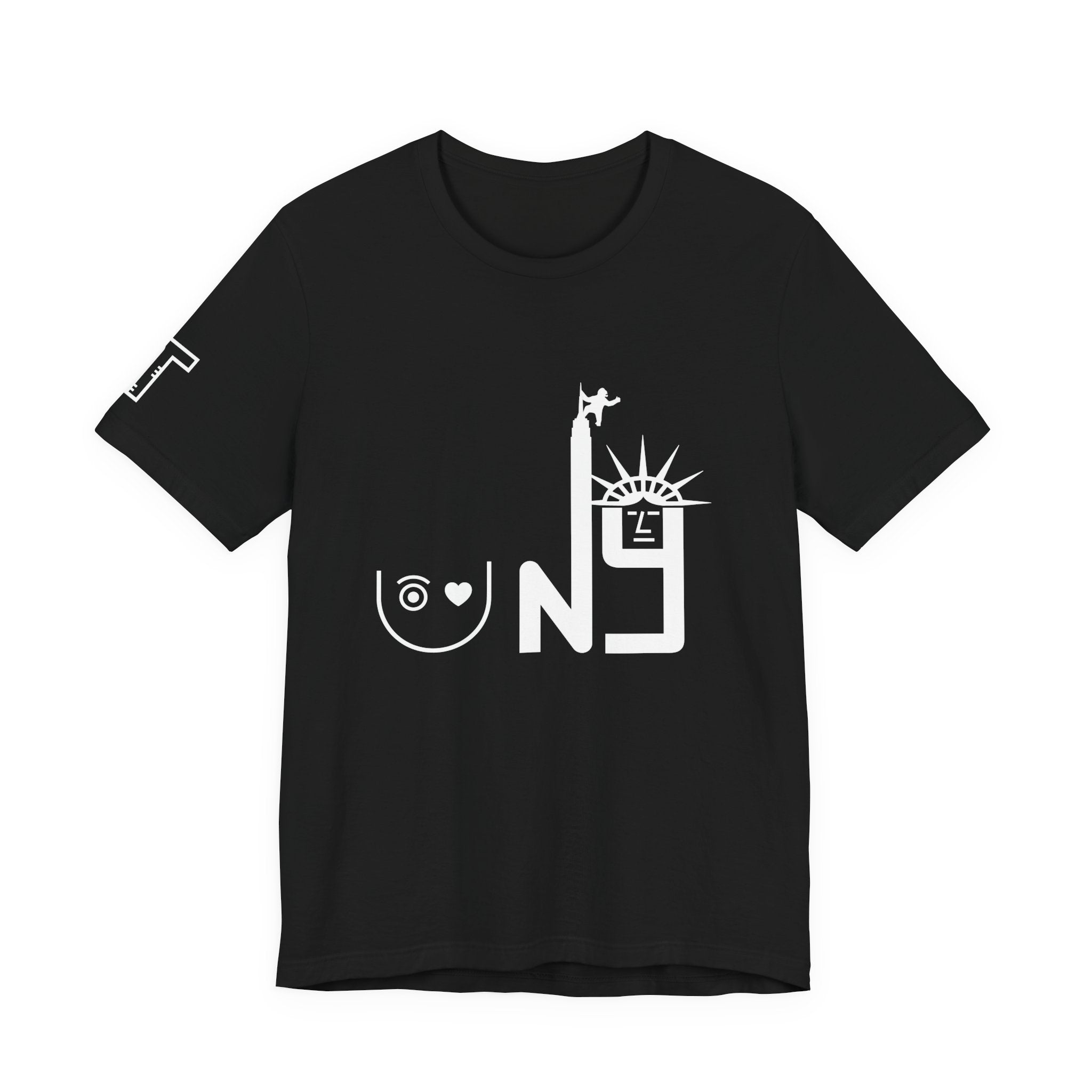 I Love U New York Statue of Liberty & Giant Ape on Empire State’s Top - mono color (White)