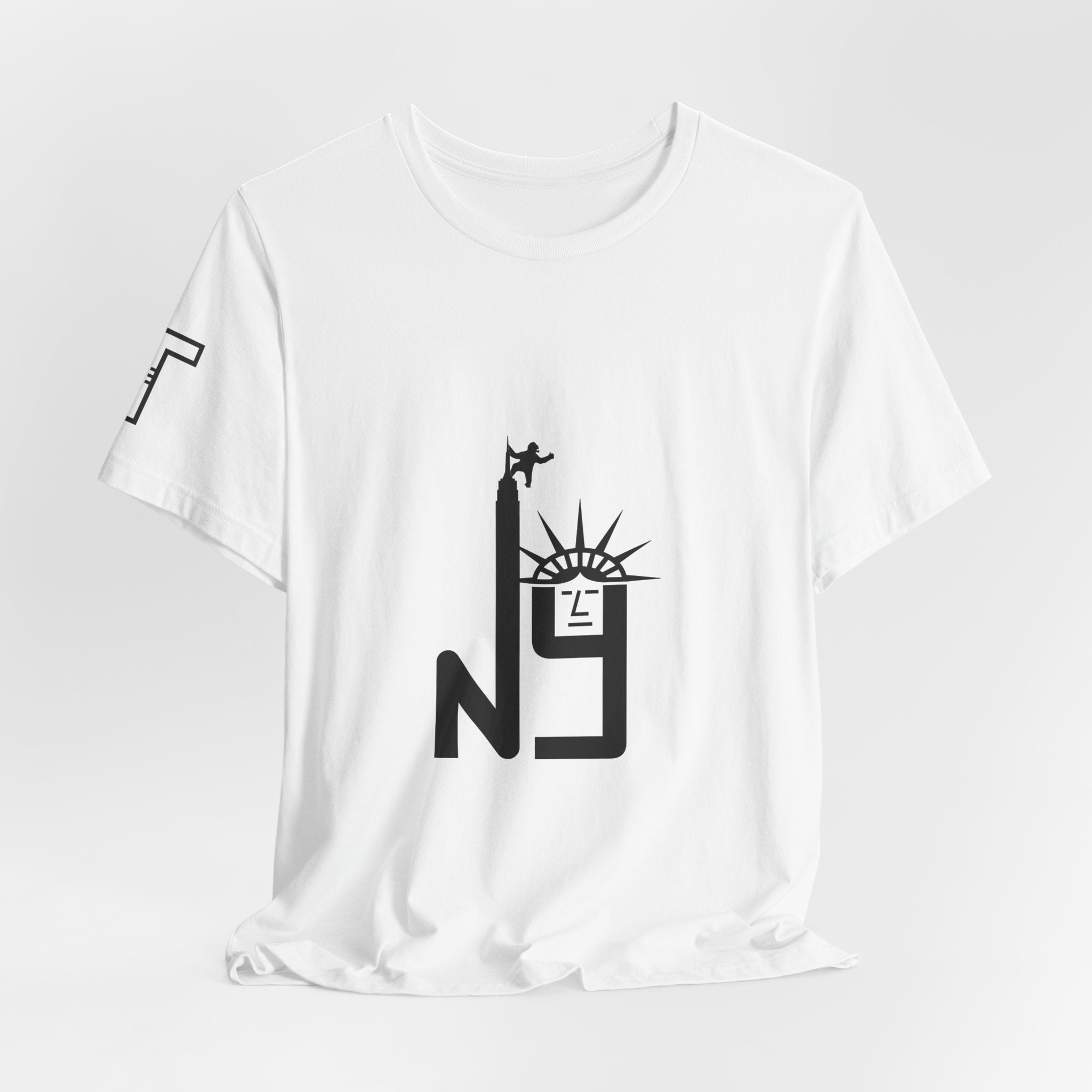 New York Statue of Liberty & Giant Ape on Empire State’s Top - mono color (Black)