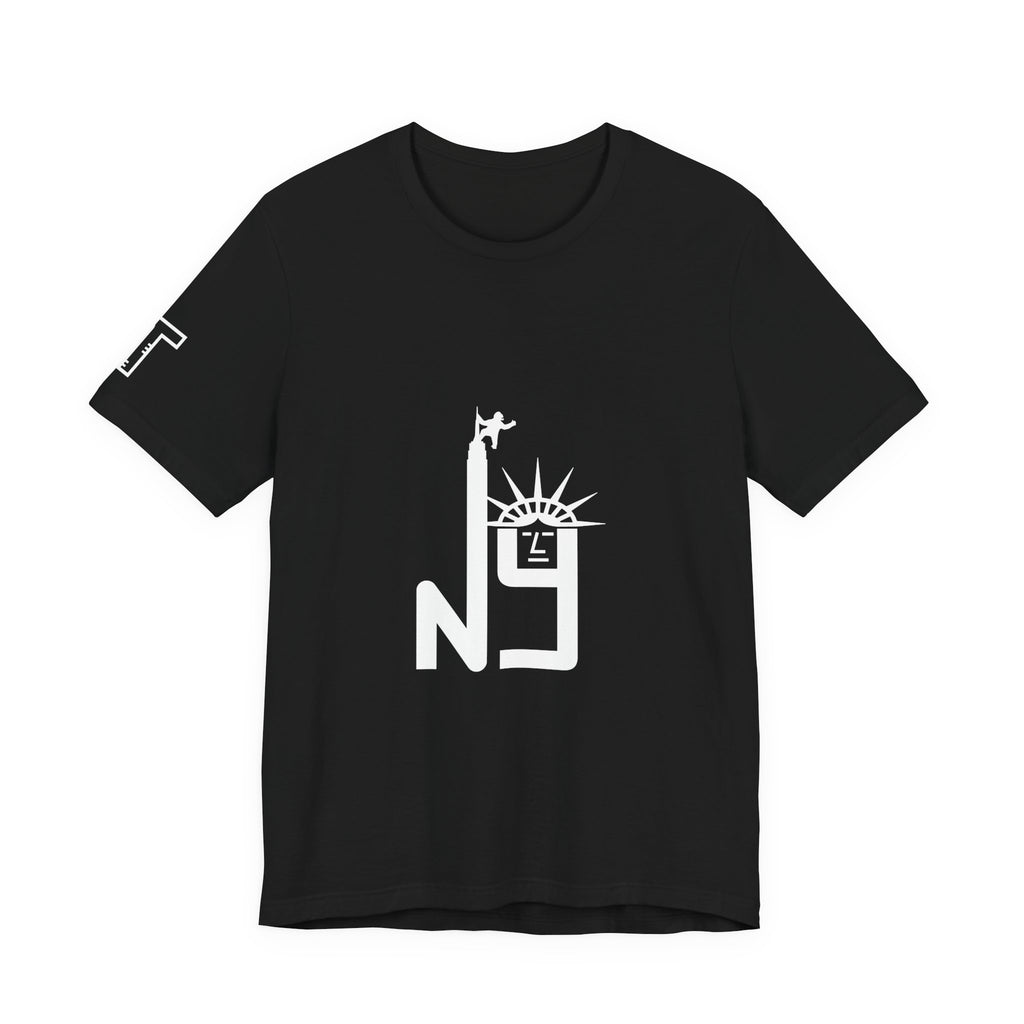 New York Statue of Liberty & Giant Ape on Empire State’s Top - mono color (White)