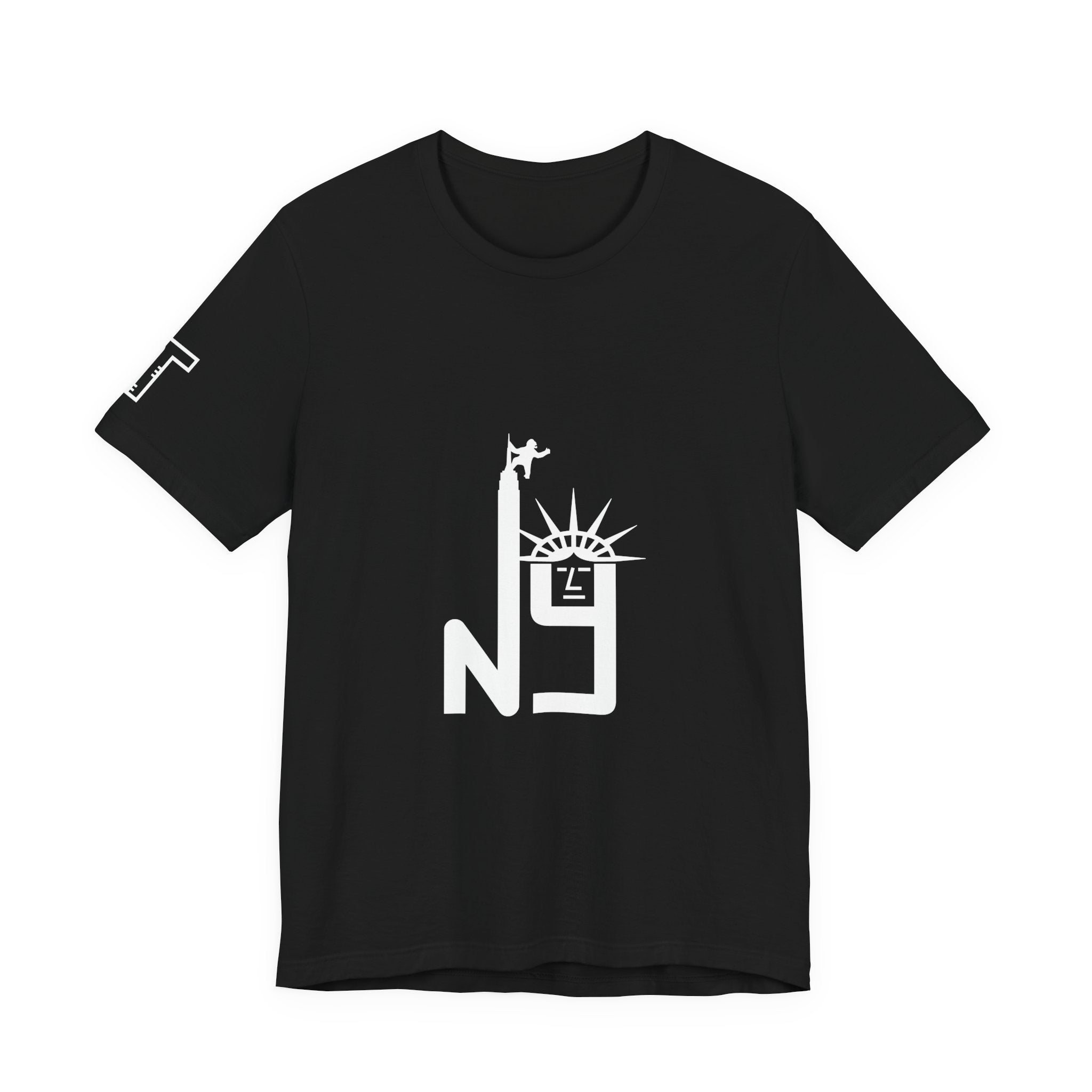 New York Statue of Liberty & Giant Ape on Empire State’s Top - mono color (White)